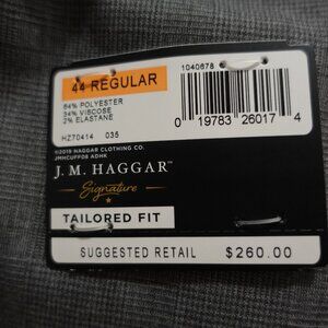 Men's Suit NWT Haggar Grey 44R Jacket 36x32 Pants